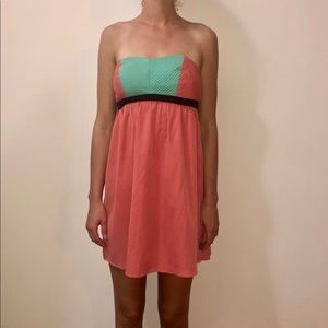SALMON AND TURQUOISE SUMMER DRESS